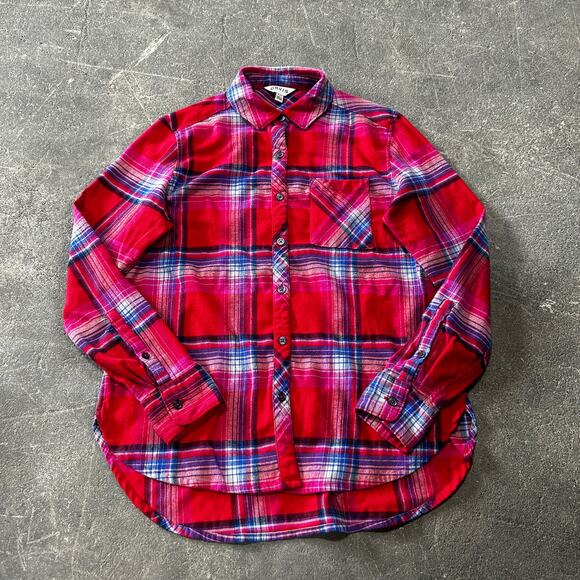 Orvis Flannel Shirt Womens S Red Plaid Oversized Light Button Up Outdoors - Picture 16 of 16